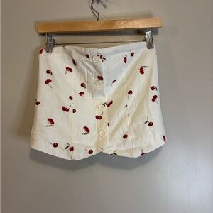 Abercrombie & Fitch Strapless White Cherry Print Top
